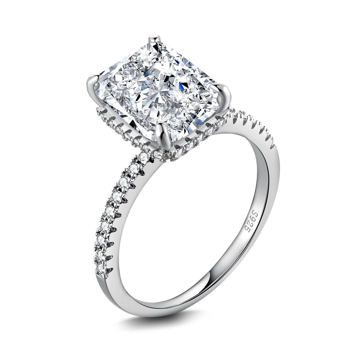 Alaia 4CT Radiant Cut Sterling Silver Ring