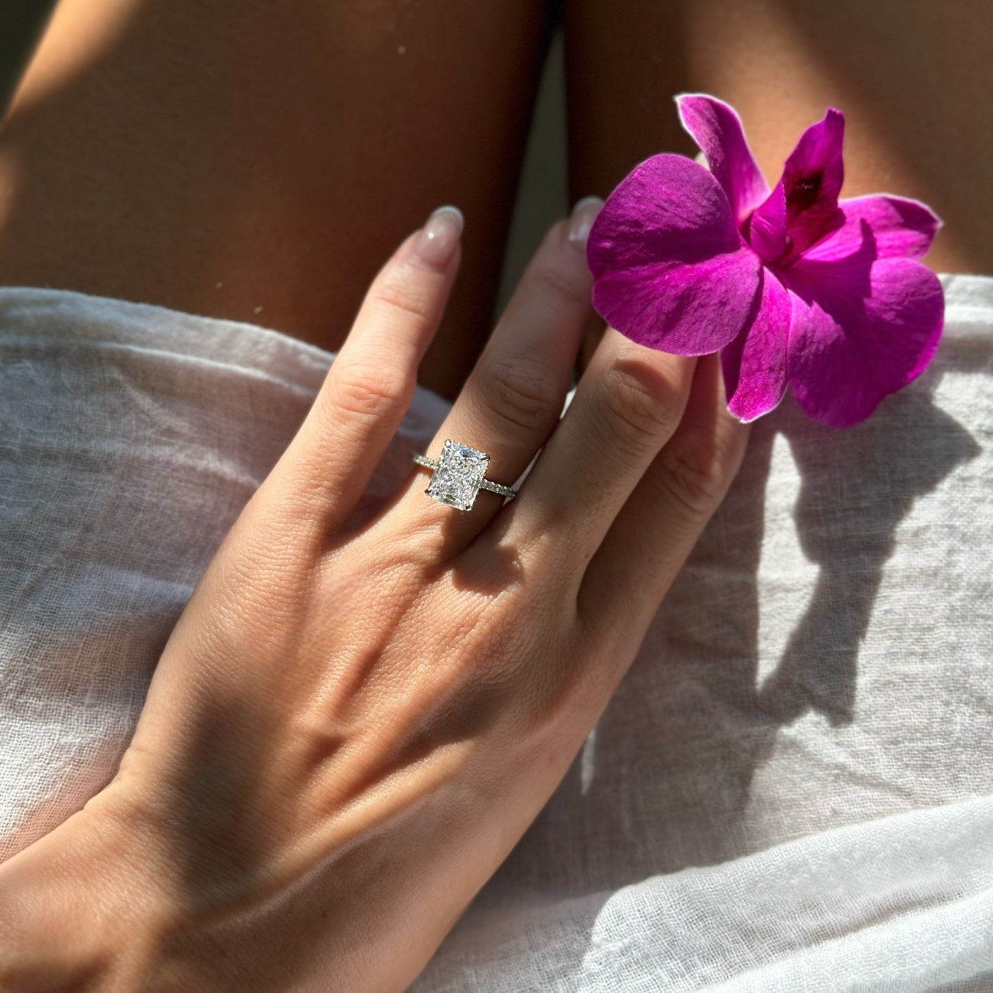 Alaia 4CT Radiant Cut Sterling Silver Ring